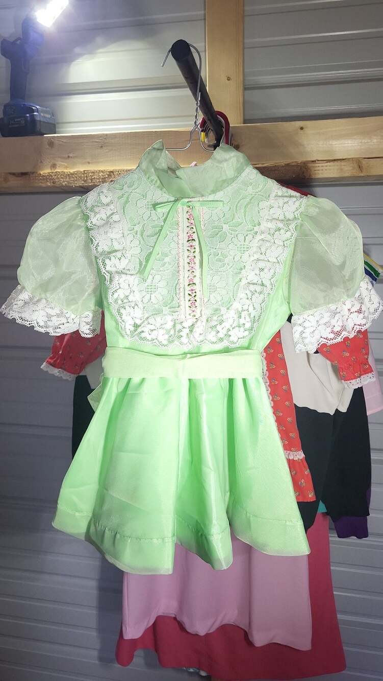Vintage Mint Green Organza Children's Party Dress